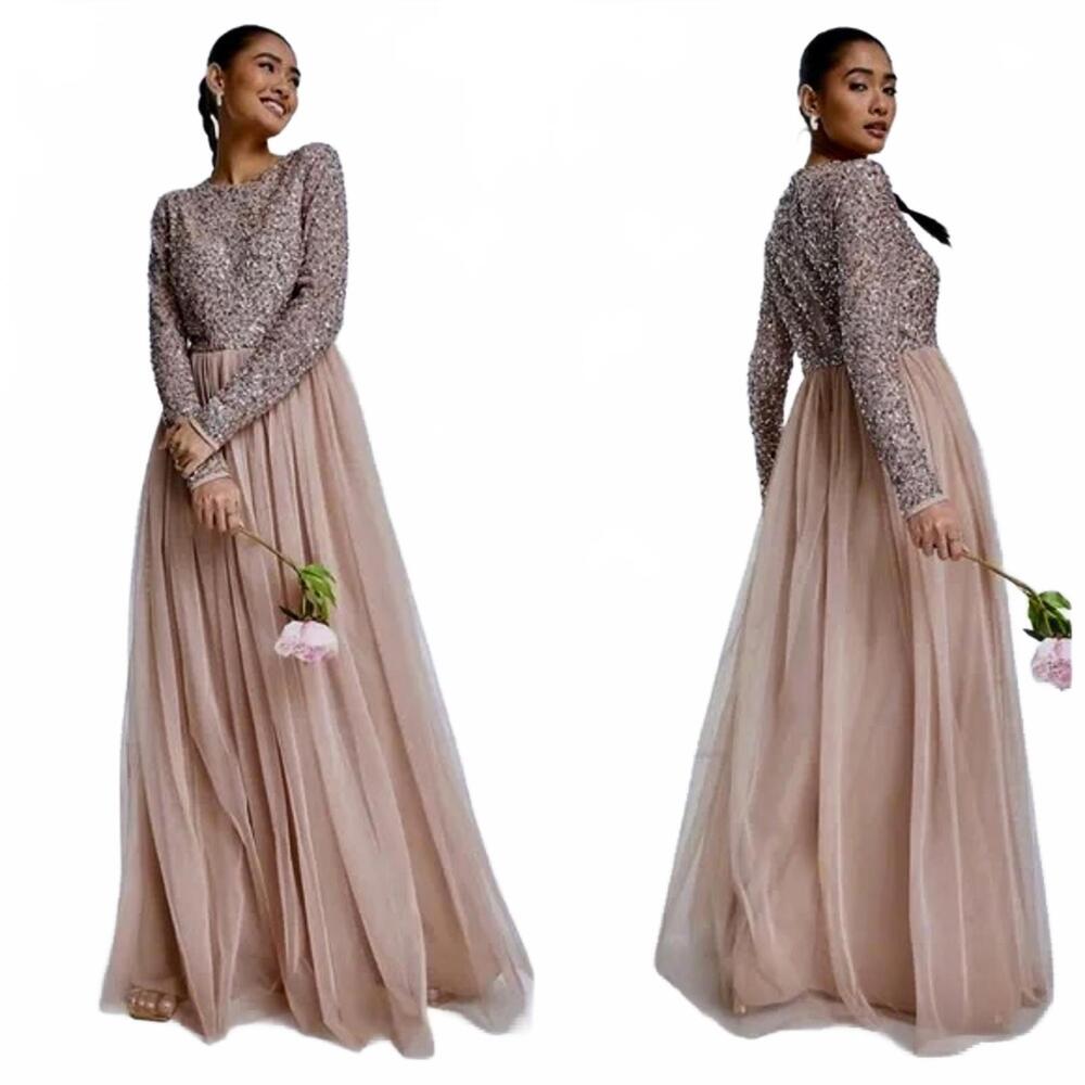 Maya Deluxe ASOS Sequined Pleated Gown Maxi Dress 20/22